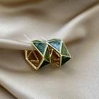 Geometric Alloy Open Hoop Earring 1 Pair - E1004 - Green - One Size
