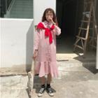 Mock Two Piece 3/4 Sleeve Shirt Dress