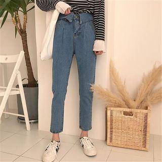 Fold Over Straight Cut Jeans