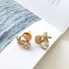 Non-matching Rhinestone Starfish Shell Earring