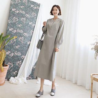 V-neck Half-placket Shirtdress