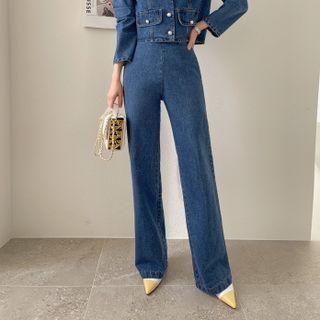 Zip-side High-waist Bootcut Jeans
