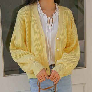 Pastel Balloon-sleeve Cardigan
