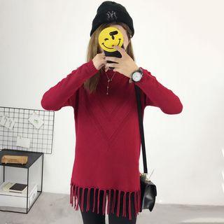Fringe Hem Perforated Sweater