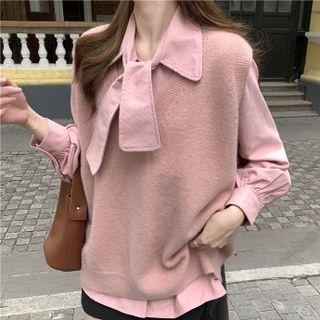 V-neck Sweater Vest / Tie-neck Shirt