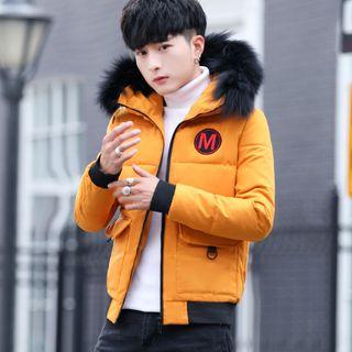 Applique Furry Hood Padded Jacket