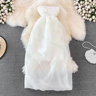 Plain Mesh Bandeau Dress