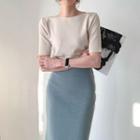 Short-sleeve Knit Top / Midi Skirt