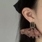 Rhinestone Floral Fabric Drop Earring 1 Pair - Brown - One Size