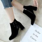 Chunky Heel Ankle Boots With Tassel