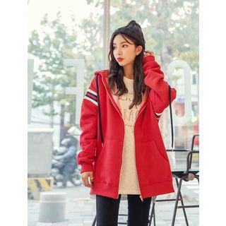 Stripe-trim Zip-up Hoodie