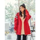 Stripe-trim Zip-up Hoodie