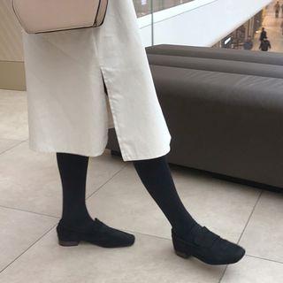 Slit-side Cotton Midi Shirtdress Light Beige - One Size