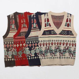 Cartoon Pattern Sweater Vest