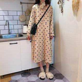 Corduroy Dot Long-sleeve Loose-fit Dress