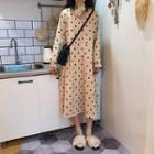 Corduroy Dot Long-sleeve Loose-fit Dress