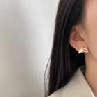 Mermaid Tail Rhinestone Shell Earring 1 Pair - Gold & White - One Size