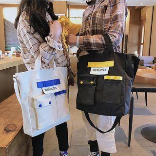 Pocket Detail Canvas Tote Bag