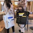 Pocket Detail Canvas Tote Bag