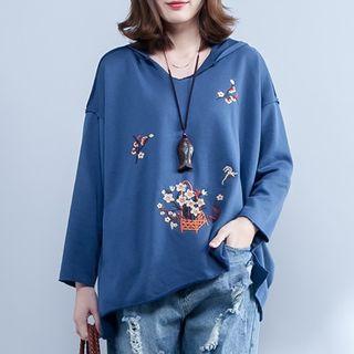 Embroidered Hoodie As Shown In Figure - One Size