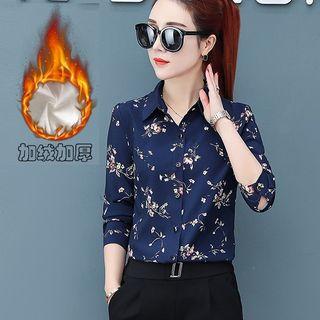 Fleece-lined Floral Print Shirt