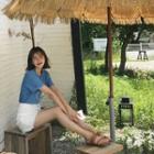 Fray-hem Cotton Skort
