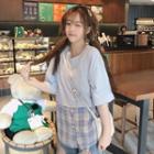 Mock Two-piece Elbow Sleeve T-shirt