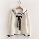 Cable Knit Sailor Collar Sweater