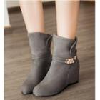 Rhinestone Hidden Wedge Ankle Boots