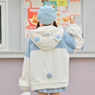 Bear Hooded Zip-up Fleece Jacket