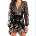 Balloon-sleeve Floral Print Wide Leg Playsuit