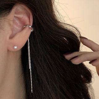 Drop Clip-on Earring Set - Silver - One Size