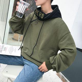 Long-sleeved Loose-fit Hooded Plain Sweatshirt