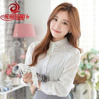 Embroidered Mesh Panel Shirt
