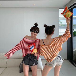 Striped Flared-sleeve T-shirt