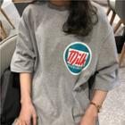 Milk Lettering Elbow-sleeve T-shirt