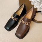 Chunky Chain Genuine Leather Loafers