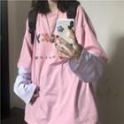 Mock Two-piece Hiragana Print T-shirt