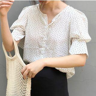 Short-sleeve Dotted Chiffon Shirt