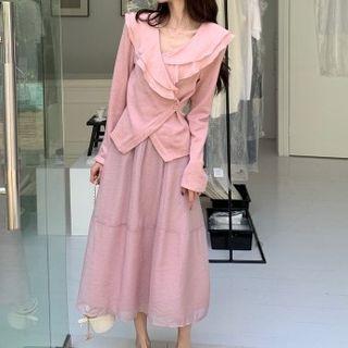 Ruffled Knit Top / Maxi A-line Skirt