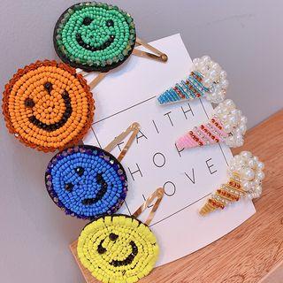 Bead Smiley / Faux Pearl Ice-cream Hair Clip