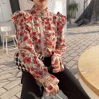 Floral Frilled Long-sleeve Blouse