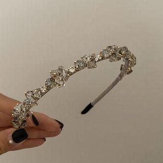 Irregular Rhinestone Headband K06-268 - Silver - One Size
