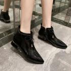 Block-heel Pointed Rivet Ankle Boots
