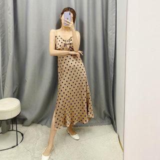 Polka Dot Spaghetti-strap Midi Dress