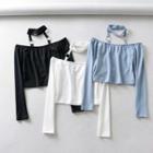 Halter Off-shoulder Long-sleeve Top