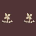 Rhinestone Flower Ear Stud 1 Pair - Ear Stund - S925silver - Gold & White - One Size