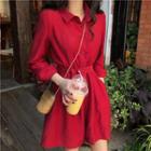 Long-sleeve Buttoned Wide-leg Playsuit