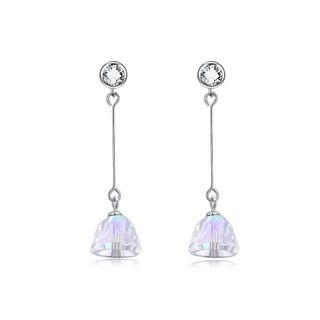 925 Sterling Silver Earrings With Austrian Element Crystal Silver - One Size