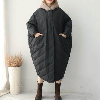 Hood Padded Long Coat As Shown In Figure - One Size